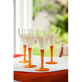 Calice di Plastica Vino Gambo Arancione 130ml (6 Pezzi)