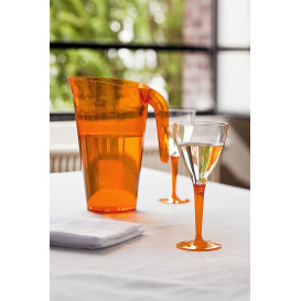 Calice di Plastica Vino Gambo Arancione 130ml (60 Pezzi)