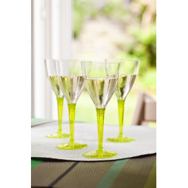 Calice di Plastica Vino Gambo Verde 130ml (6 Pezzi)