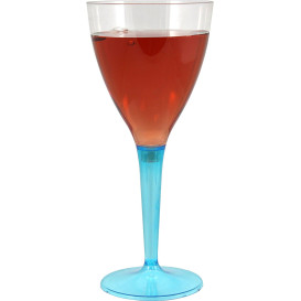Calice di Plastica Vino Gambo Turchese 130ml (6 Pezzi)