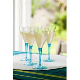 Calice di Plastica Vino Gambo Turchese 130ml (6 Pezzi)