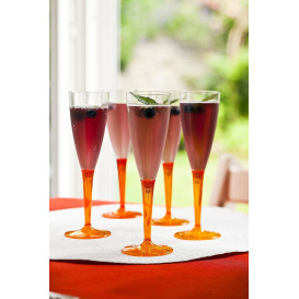 Calice di Plastica Flute Gambo Arancione 100ml (72 Pezzi)