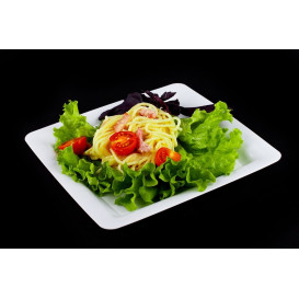Piatto Plastica Rigida Quadrato Bianco 22,5x22,5cm (20 Pezzi)
