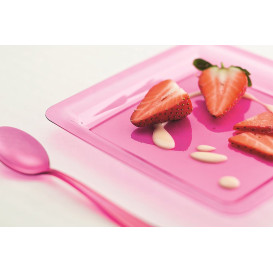 Piatto Plastica Rigida Quadrato Lampone 18x18cm (108 Pezzi)