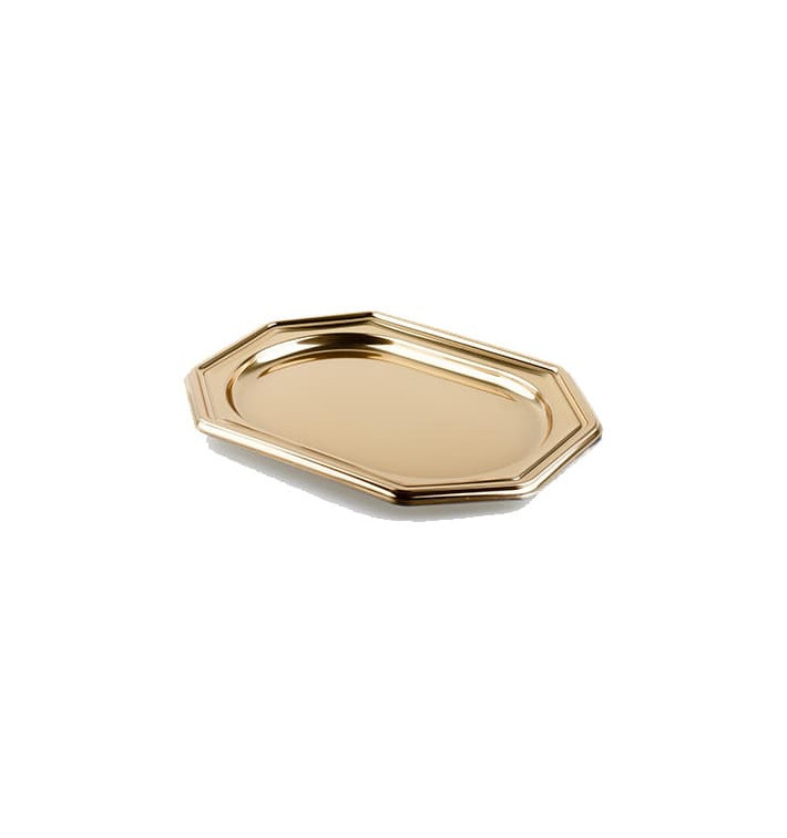 Vassoio di Plastica Ottagonali Oro 46X30 cm (5 Pezzi) Vassoio di Plastica Ottagonali Oro 46X30 cm (5 Pezzi)