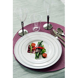 Piatto Plastica Rigida con Bordo Argento 19cm (10 Pezzi)