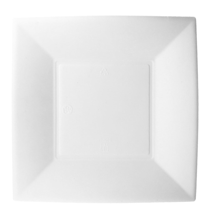 Piatto Bianco Canna Zucchero Nice 18x18cm (500 Pezzi) Piatto Bianco Canna Zucchero Nice 18x18cm (500 Pezzi)