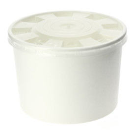 Coppette di Carta Bianca con Coperchio PP 250ml (50 Pezzi)