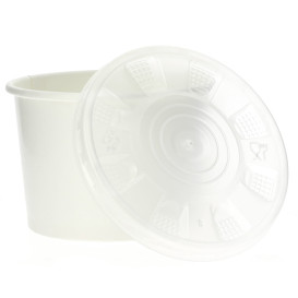 Coppette di Carta Bianca con Coperchio PP 250ml (250 Pezzi)