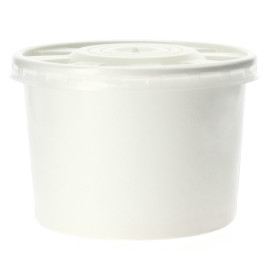 Coppette di Carta Bianca con Coperchio PP 250ml (250 Pezzi)