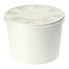 Coppette di Carta Bianca con Coperchio PP 250ml (250 Pezzi)