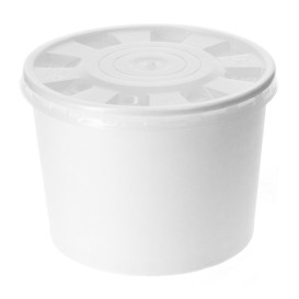 Coppette di Carta Bianca con Coperchio PP 350ml (50 Pezzi)
