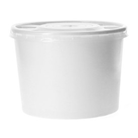 Coppette di Carta Bianca con Coperchio PP 350ml (250 Pezzi)