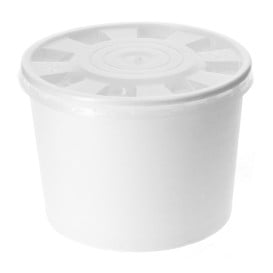 Coppette di Carta Bianca con Coperchio PP 350ml (250 Pezzi)