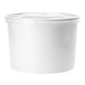 Coppette di Carta Bianca con Coperchio PP 488ml (25 Pezzi)
