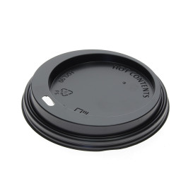 Coperchio Nero con Foro per Bicchiere di Carta 12, 16 y 22 Oz Ø9,0cm (100 Pezzi)