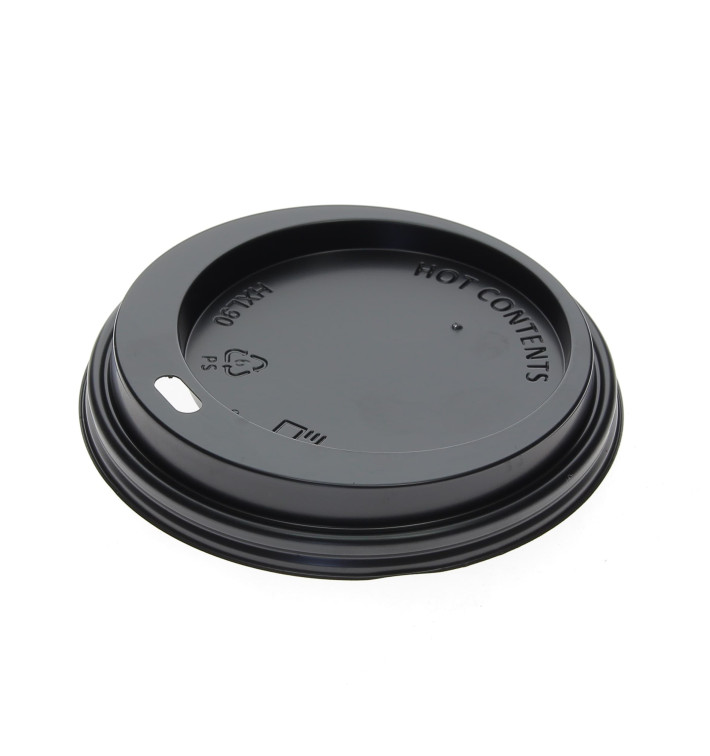 Coperchio Nero con Foro per Bicchiere di Carta 12, 16 y 22 Oz Ø9,0cm (1000 Pezzi) Coperchio Nero con Foro per Bicchiere di Carta 12, 16 y 22 Oz Ø9,0cm (1000 Pezzi)