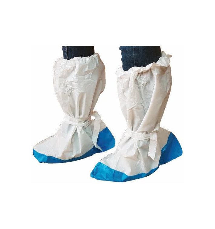 Copristivali in Polietilene Bianco con Suola Antiscivolo Blu (10 Paia) Copristivali in Polietilene Bianco con Suola Antiscivolo Blu (10 Paia)