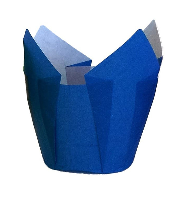 Pirottini Muffin Tulip Ø50x50/80 mm Blu (125 Pezzi) Pirottini Muffin Tulip Ø50x50/80 mm Blu (125 Pezzi)