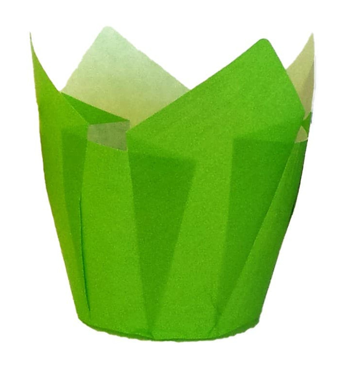 Pirottini Muffin Tulip Ø50x50/80 mm Verde (125 Pezzi) Pirottini Muffin Tulip Ø50x50/80 mm Verde (125 Pezzi)