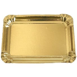 Vassoio di Cartone Rettangolare Oro 10x16 cm (100 Pezzi)