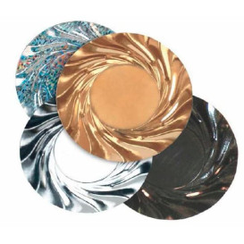 Piatto di Carta Tondo Argento Acuario 350 mm (25 Pezzi)