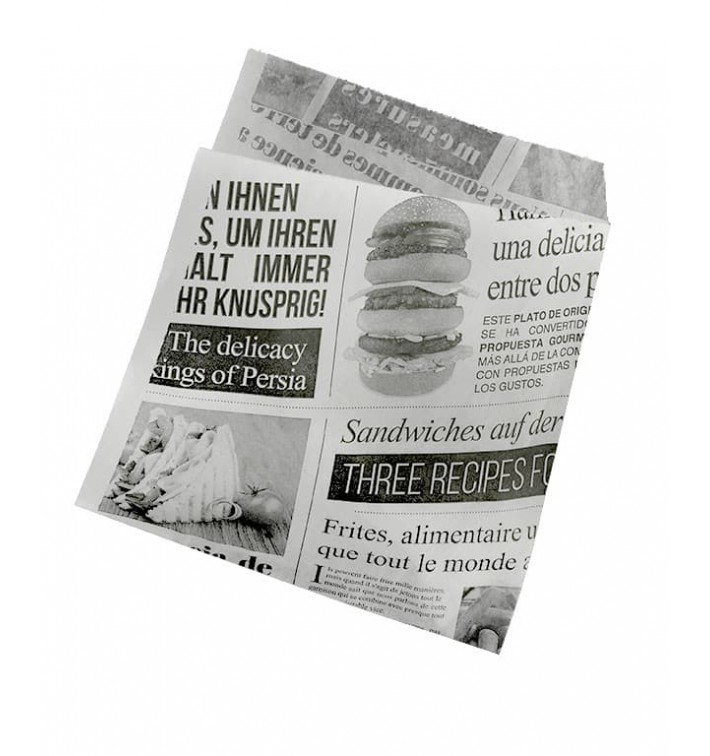 Sacchetto di Carta Antigrasso "News" 15x16cm (250 Pezzi)