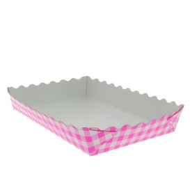 Vassoio di Carta Gaufres 18,2x12,2x3cm Rosa (500 Pezzi)
