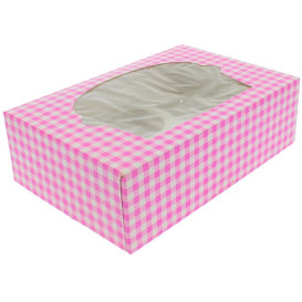 Scatola 6 Cupcakes con Inserto 24,3x16,5x7,5cm Rosa (100 Pezzi)