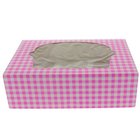 Scatola 6 Cupcakes con Inserto 24,3x16,5x7,5cm Rosa (20 Pezzi)