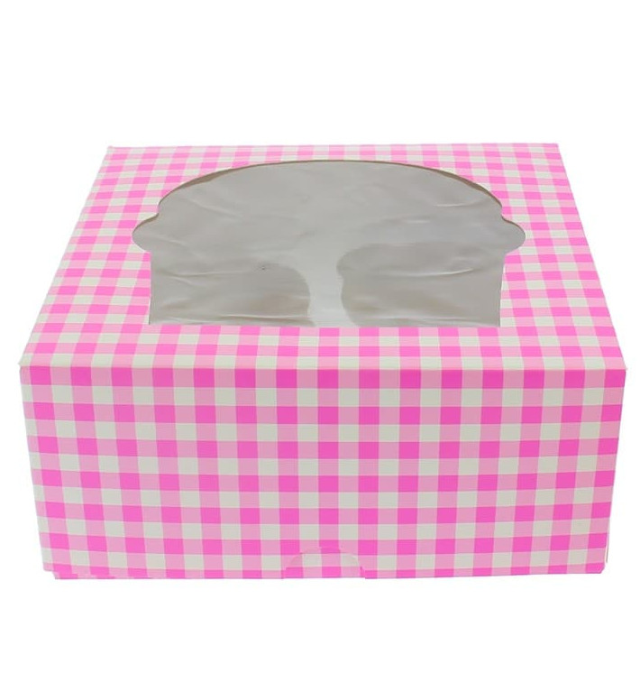Scatola 4 Cupcakes con Inserto 17,3x16,5x7,5cm Rosa (20 Pezzi) Scatola 4 Cupcakes con Inserto 17,3x16,5x7,5cm Rosa (20 Pezzi)