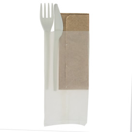 Set Posate Forchetta, Coltello e Tovagliolo CPLA (250 Pezzi)