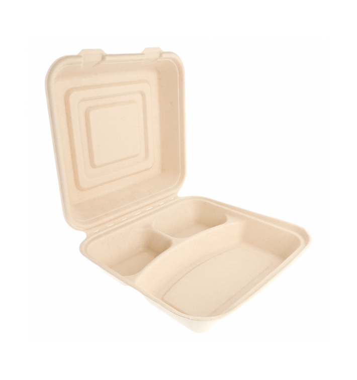 Contenitori di Canna da Zucchero 3S 250x250x75mm (50 Pezzi) Contenitori di Canna da Zucchero 3S 250x250x75mm (50 Pezzi)