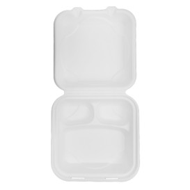 Contenitori Canna Zucchero 3S Bianco 20x20x7,5cm (50 Pezzi)