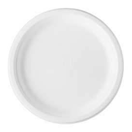Piatto Canna da Zucchero Bagassa Bianco Ø25,3 cm (50 Pezzi)