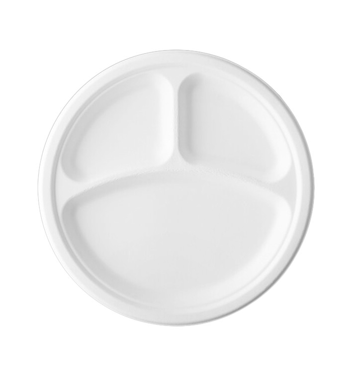 Piatto Canna da Zucchero Bagassa 3S Bianco Ø23 cm (500 Pezzi) Piatto Canna da Zucchero Bagassa 3S Bianco Ø23 cm (500 Pezzi)