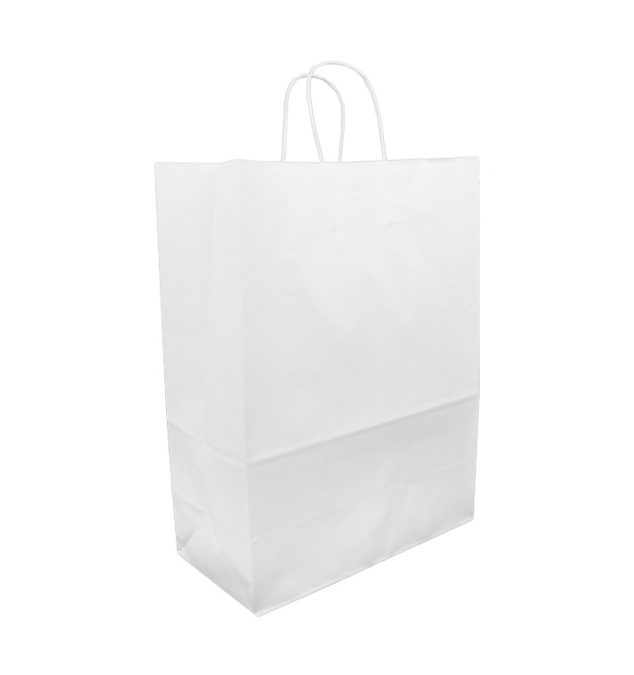 Buste Shopper in Carta Bianca 90g 32+16x43 cm (50 Pezzi)