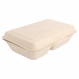 Contenitori di Canna da Zucchero 2S 225x165x64mm (50 Pezzi)