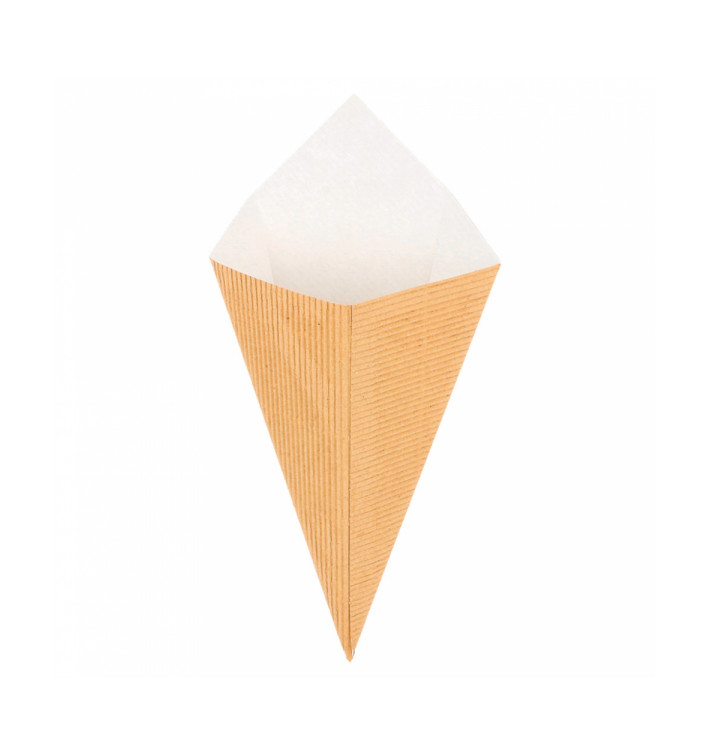 Cono Ondulatto di Carta Marrone 220mm 100g (100 Pezzi) Cono Ondulatto di Carta Marrone 220mm 100g (100 Pezzi)