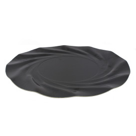 Piatto di Carta Tondo Nero Acuario 350 mm (100 Pezzi)