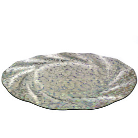 Piatto di Carta Tondo Argento Gaudi Acuario 350 mm (25 Pezzi)