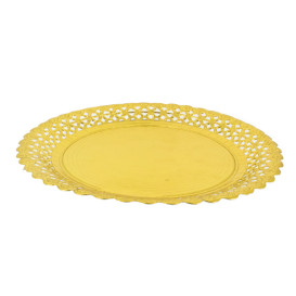 Piatto di Carta Tondo Centrino Oro 38 cm (100 Pezzi)
