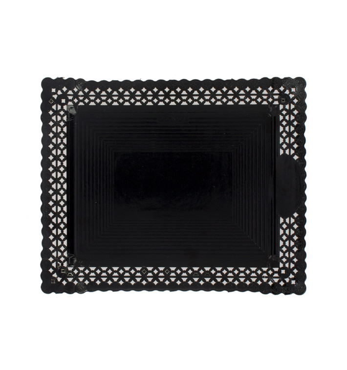 Vassoio di Carta Centrino Nero 18x25 cm (100 Pezzi) Vassoio di Carta Centrino Nero 18x25 cm (100 Pezzi)