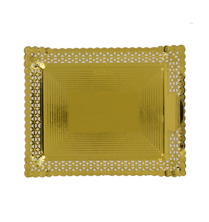 Vassoio di Carta Centrino Oro 18x25 cm (100 Pezzi) Vassoio di Carta Centrino Oro 18x25 cm (100 Pezzi)