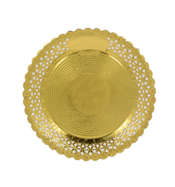 Piatto di Carta Tondo Centrino Oro 38 cm (50 Pezzi) Piatto di Carta Tondo Centrino Oro 38 cm (50 Pezzi)