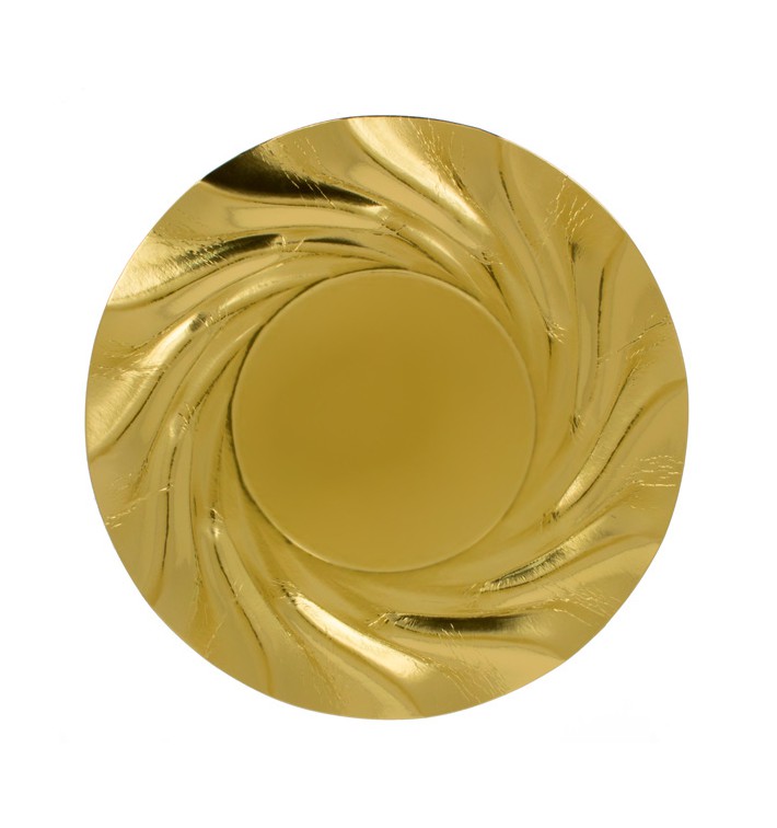 Piatto di Carta Tondo Oro Acuario 350 mm (100 Pezzi)
