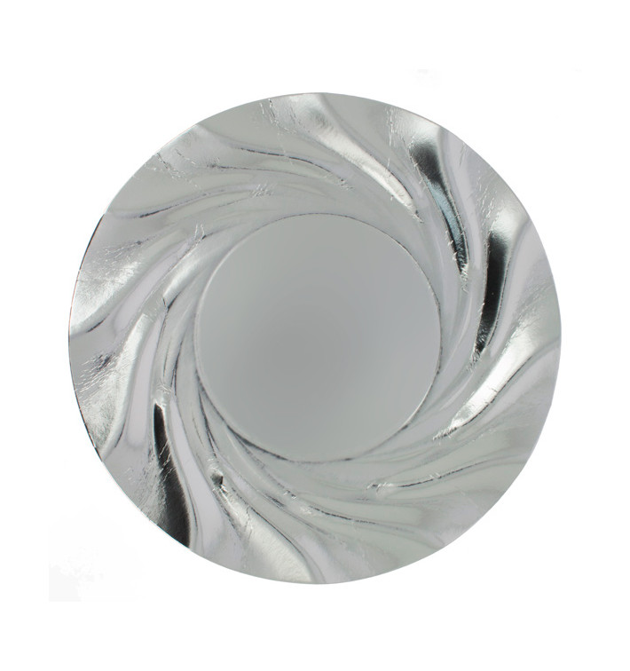 Piatto di Carta Tondo Argento Acuario 350 mm (25 Pezzi) Piatto di Carta Tondo Argento Acuario 350 mm (25 Pezzi)