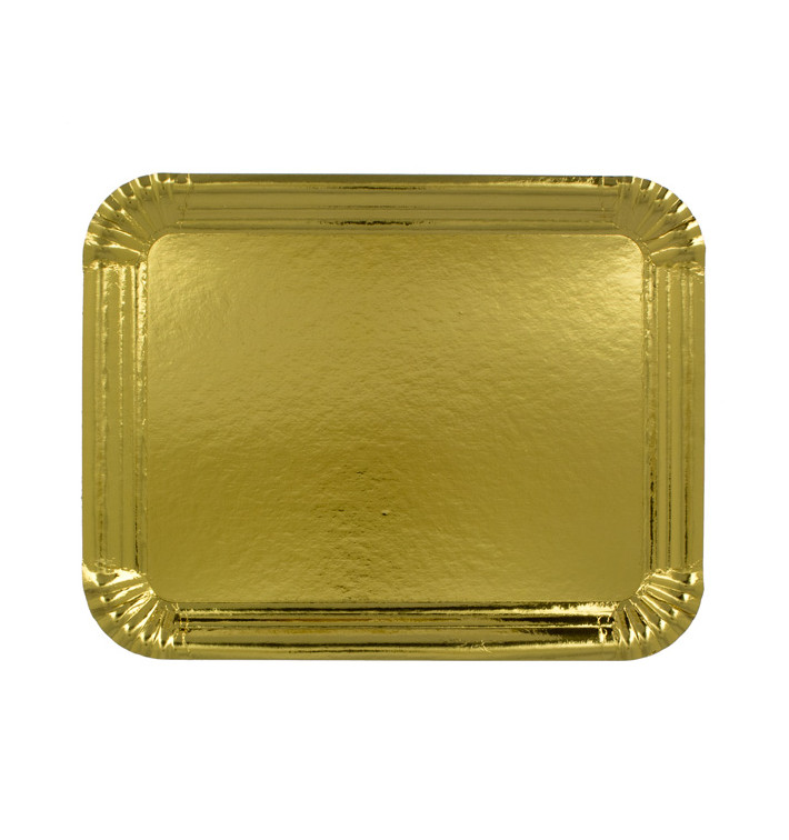 Vassoio di Cartone Rettangolare Oro 22x28cm (100 Pezzi) Vassoio di Cartone Rettangolare Oro 22x28cm (100 Pezzi)