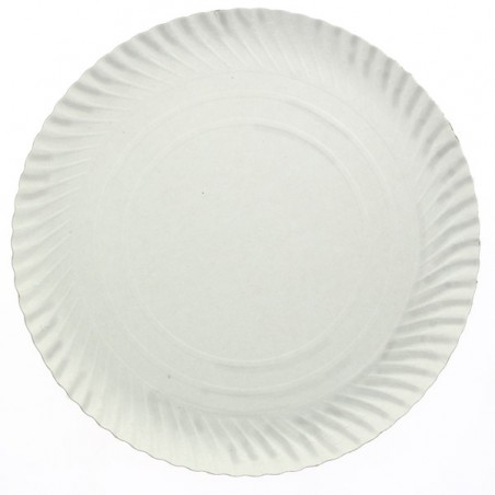 Piatto di Carta Tondo Bianco Bianco 35cm 900g/m² (50 Pezzi)