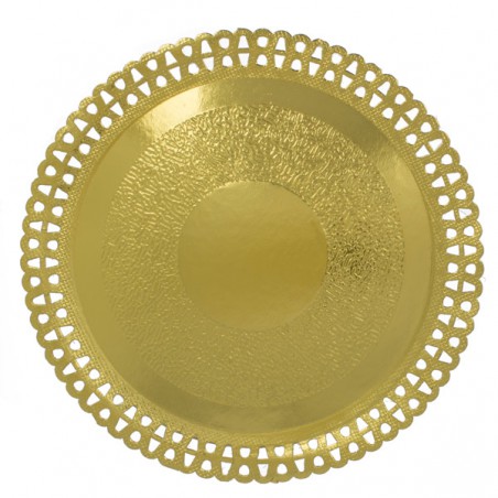 Piatto di Carta Tondo Centrino Oro 26 cm (50 Pezzi)
